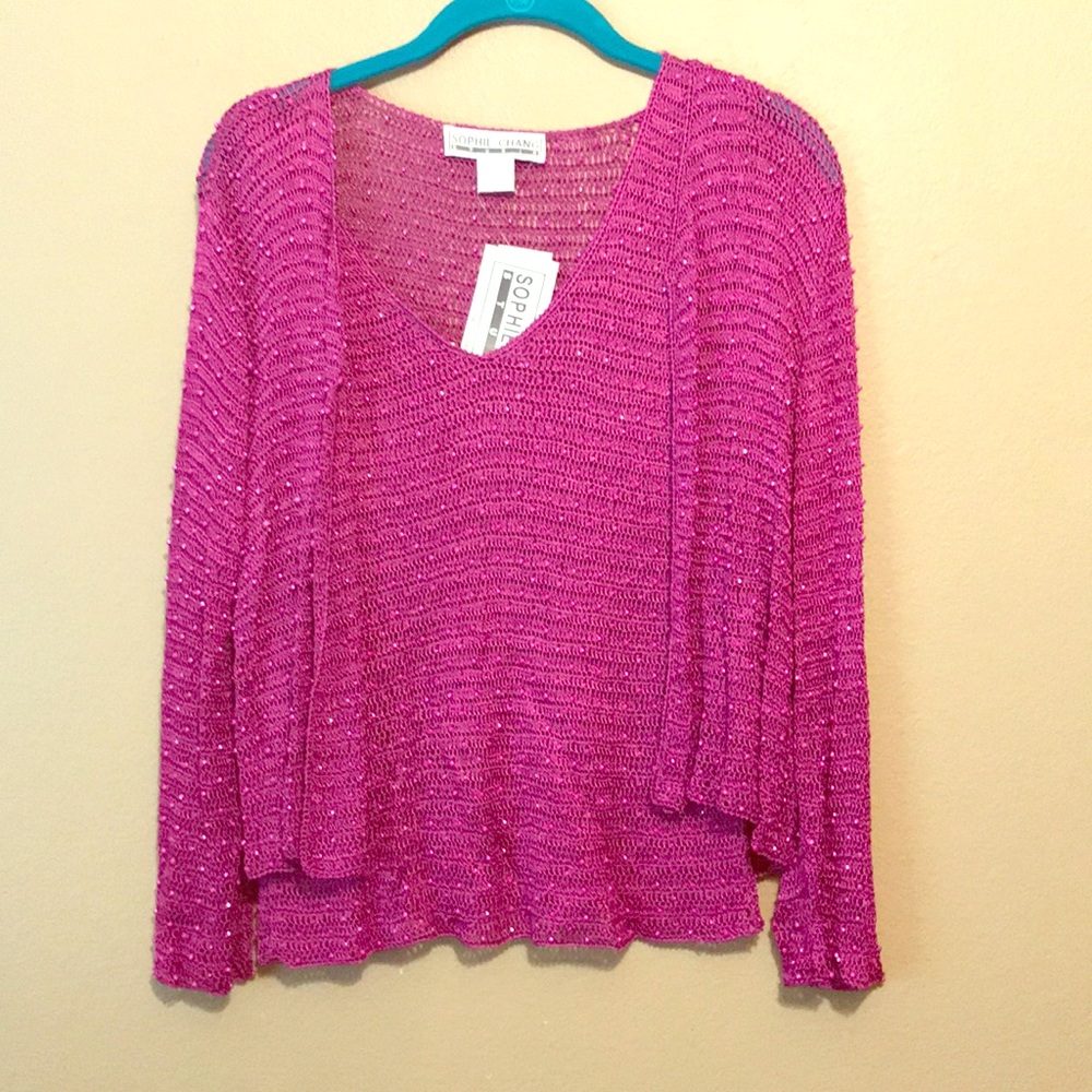 Fuchsia Embellished Blouse and Sweater